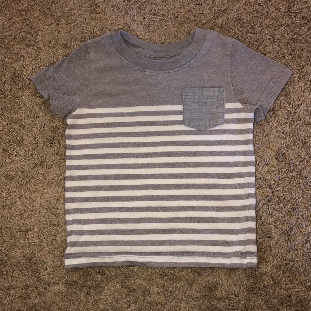 Light Gray and White Striped Cat and Jack Shirt